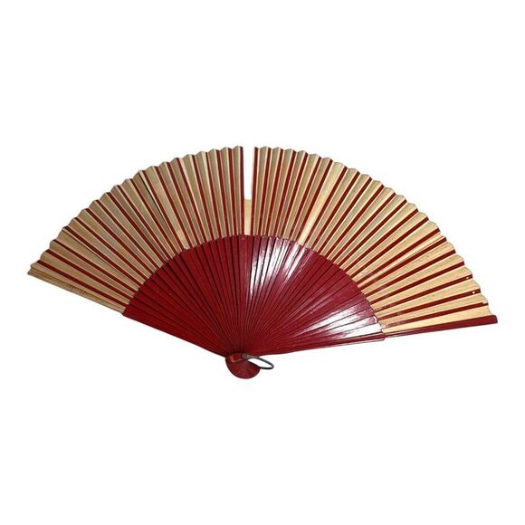 Hand painted Spanish Paper Folding Fan Red Wood Handle Handwritten Poem 17" READ - Picture 2 of 7